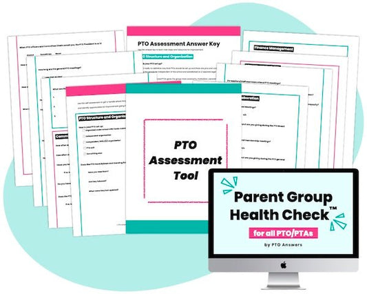 colorful documents against blue shape with computer screen displaying product name in lower right hand corner