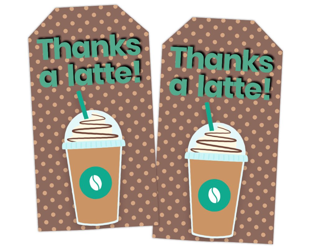 thumbnail image 2 of Thanks A Latte Appreciation Stickers - 40 Round Brown Coffee Thank You Labels 2 of 11