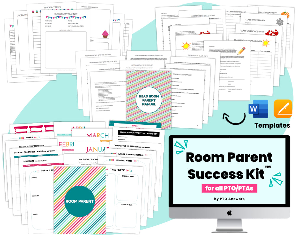 colorful documents and imac displaying resource name atop blue blob shape