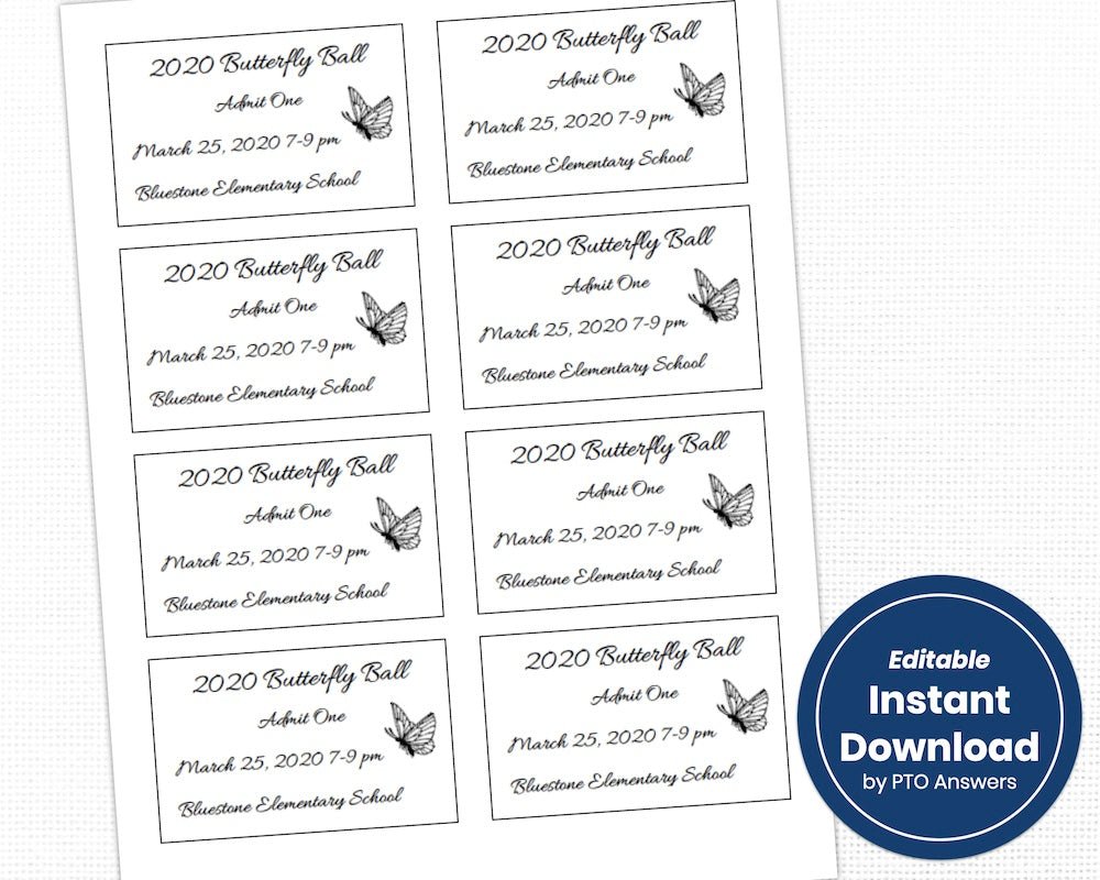 butterfly ball daddy daughter dance flier template and ticket form