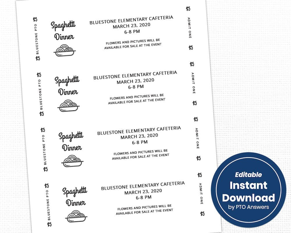 customizable spaghetti dinner fundraiser flier template for pto pta ptsa ptso with ticket template