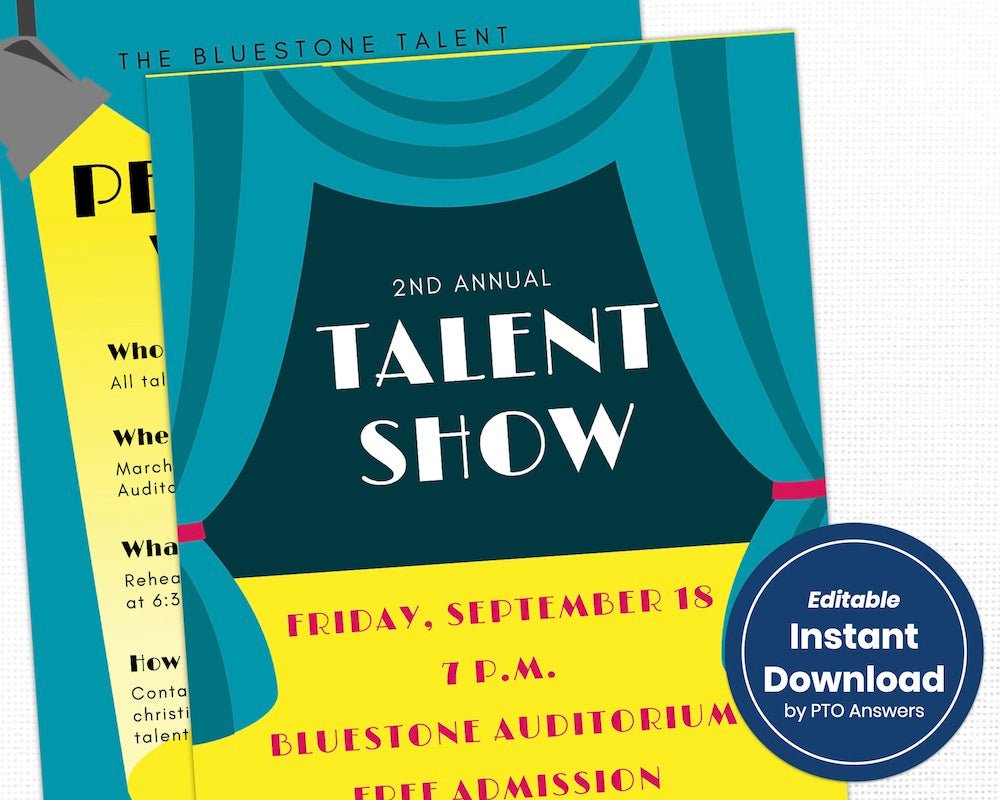 EDITABLE Talent Show Flyer, Printable PTA PTO Flyer, School Church