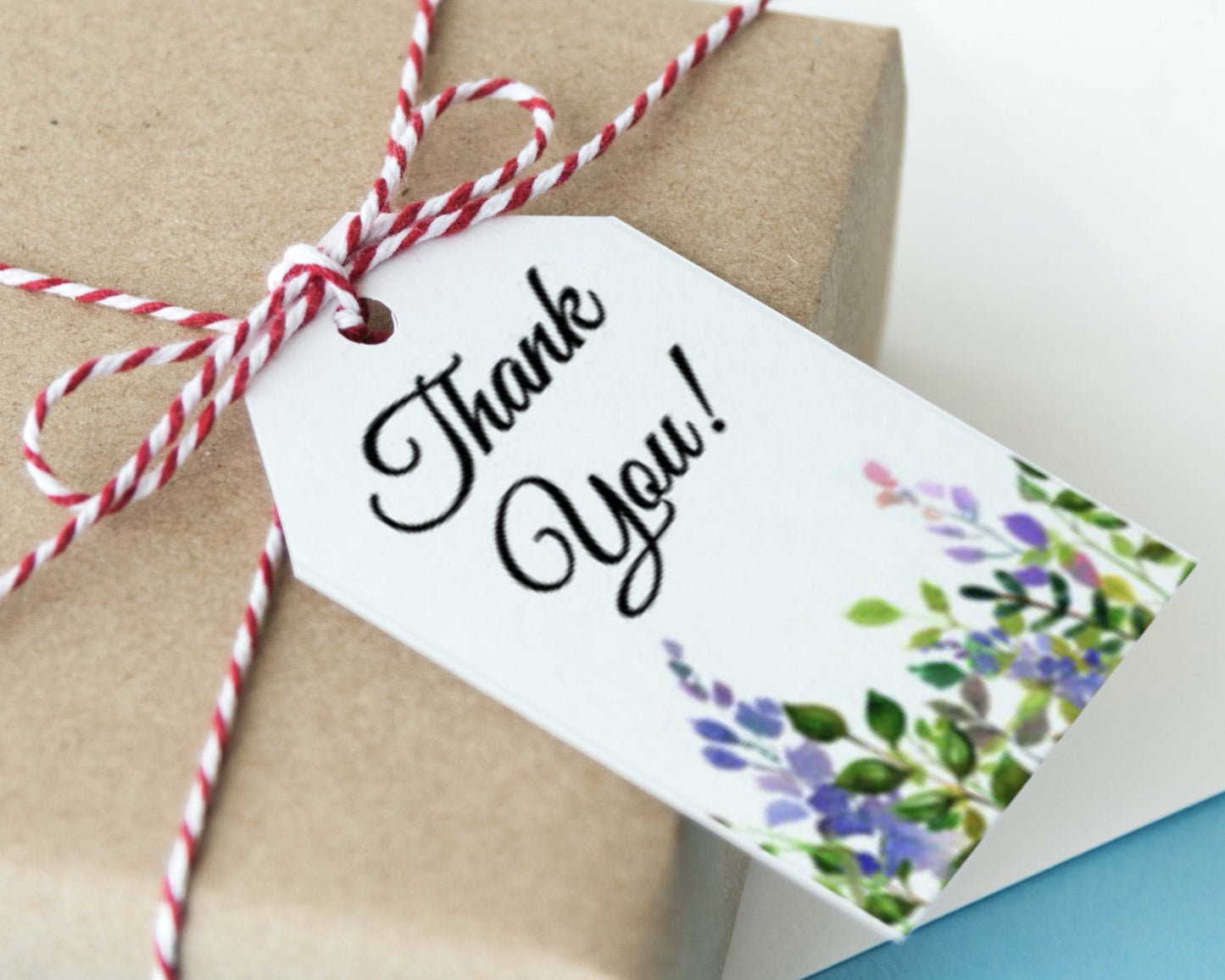 delicate elegant floral thank you tag