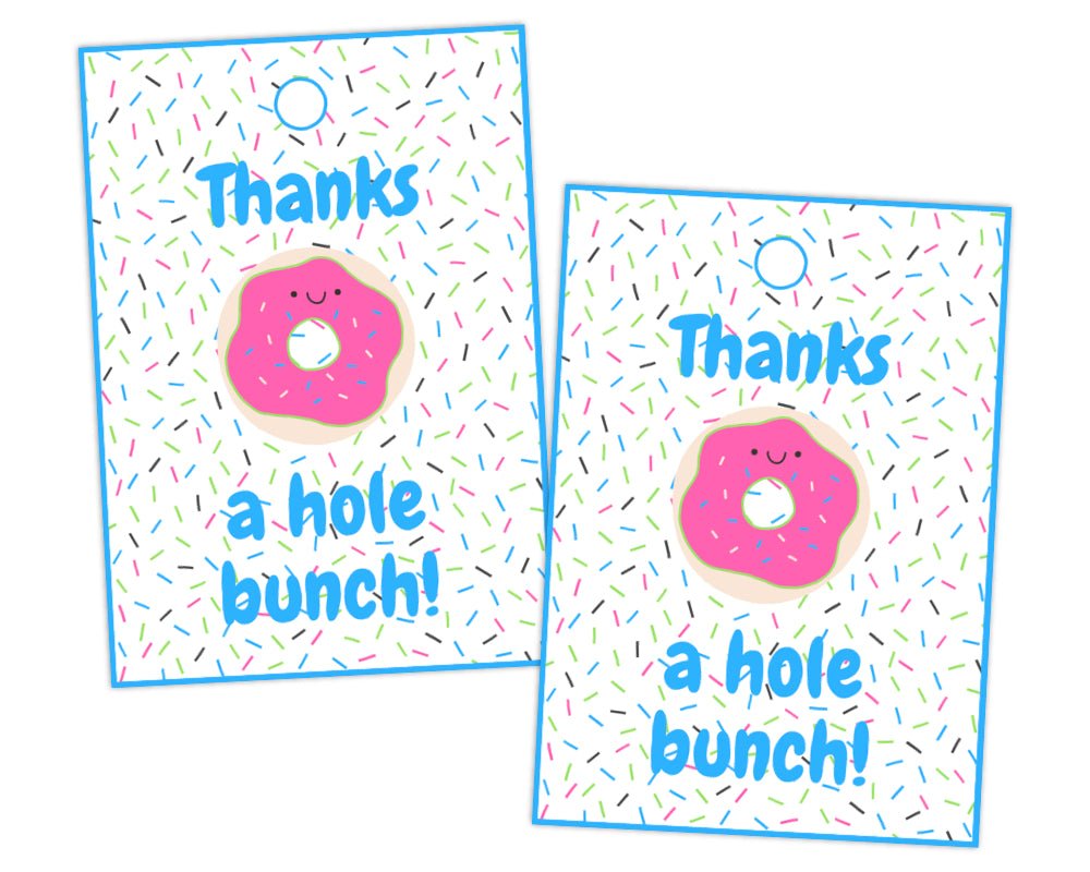 thanks a hole bunch donut themed printable thank you gift tags for volunteer appreciation and teacher appreciation week and end of the school year gifts by pto answers