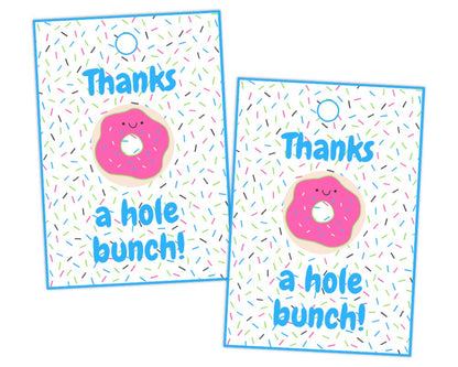 thanks a hole bunch donut themed printable thank you gift tags for volunteer appreciation and teacher appreciation week and end of the school year gifts by pto answers