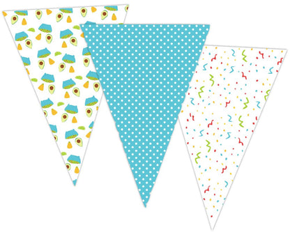 printable taco party pennant banner with taco icons and red background for teacher appreciation week by pto answers