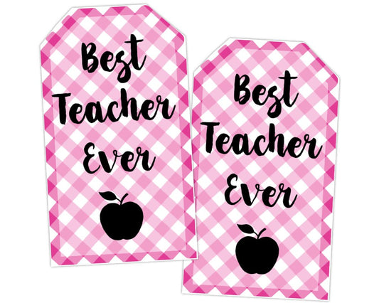 pink gingham plaid best teacher ever gift tag printable teacher appreciation gift tags for end of the school year