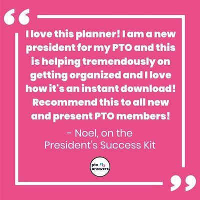 'I love this planner. I am the new president for my pto and this is helping tremendously on getting organized and I love how it's an instant download. recommend this to all new and present pto members. noel on the president's success kit.'
