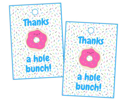 thanks a hole bunch donut themed printable thank you gift tags