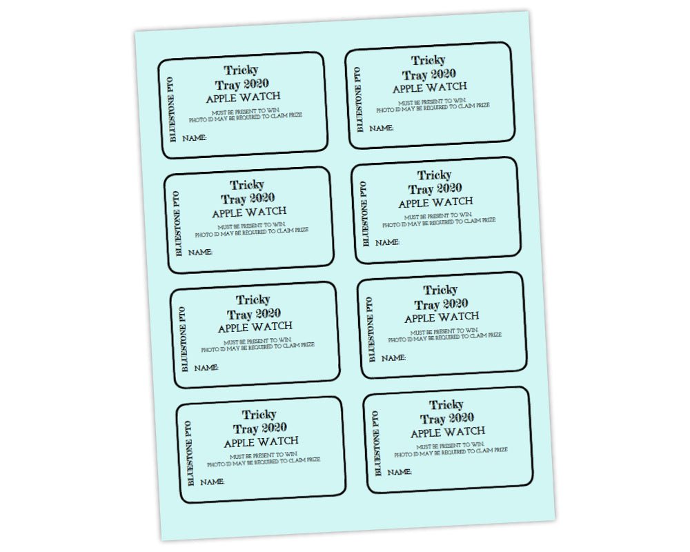 customizable tricky tray fundraiser custom ticket template with blue background and black text by pto answers