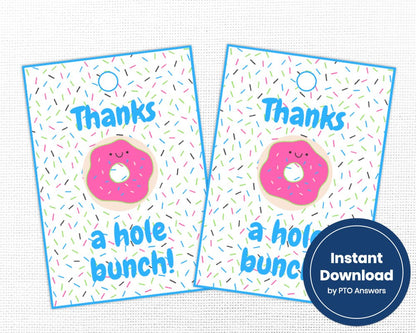 thanks a hole bunch donut themed printable thank you gift tags