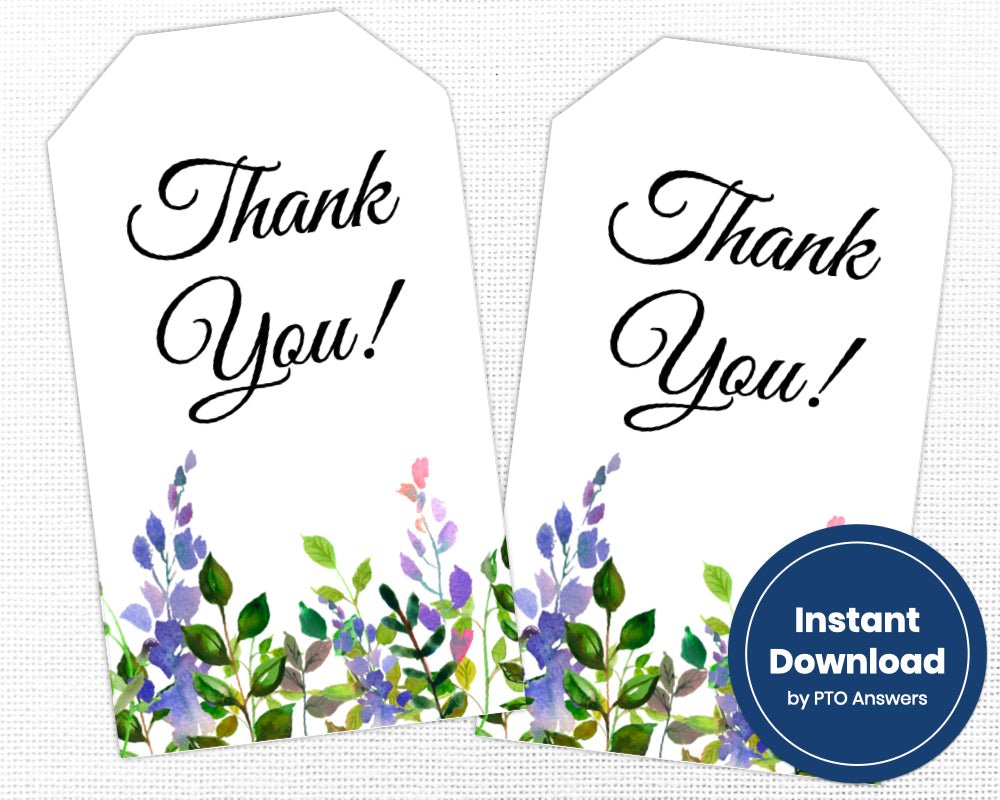 printable thank you gift tags with wild flower border
