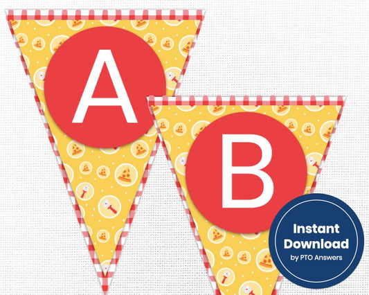 printable pizza themed banner for pizza or Italian themed teacher appreciation luncheon