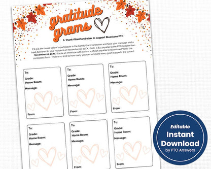 gratitude grams fundraiser grams flyer template