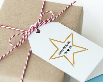 thanks for all you do appreciation pencil and star themed appreciation tags from pta pto  for volunteer appreciation week and end of the school year by pto answers