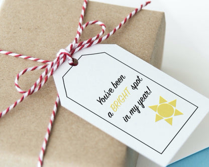 you've been a bright spot in my year printable thank you gift tag