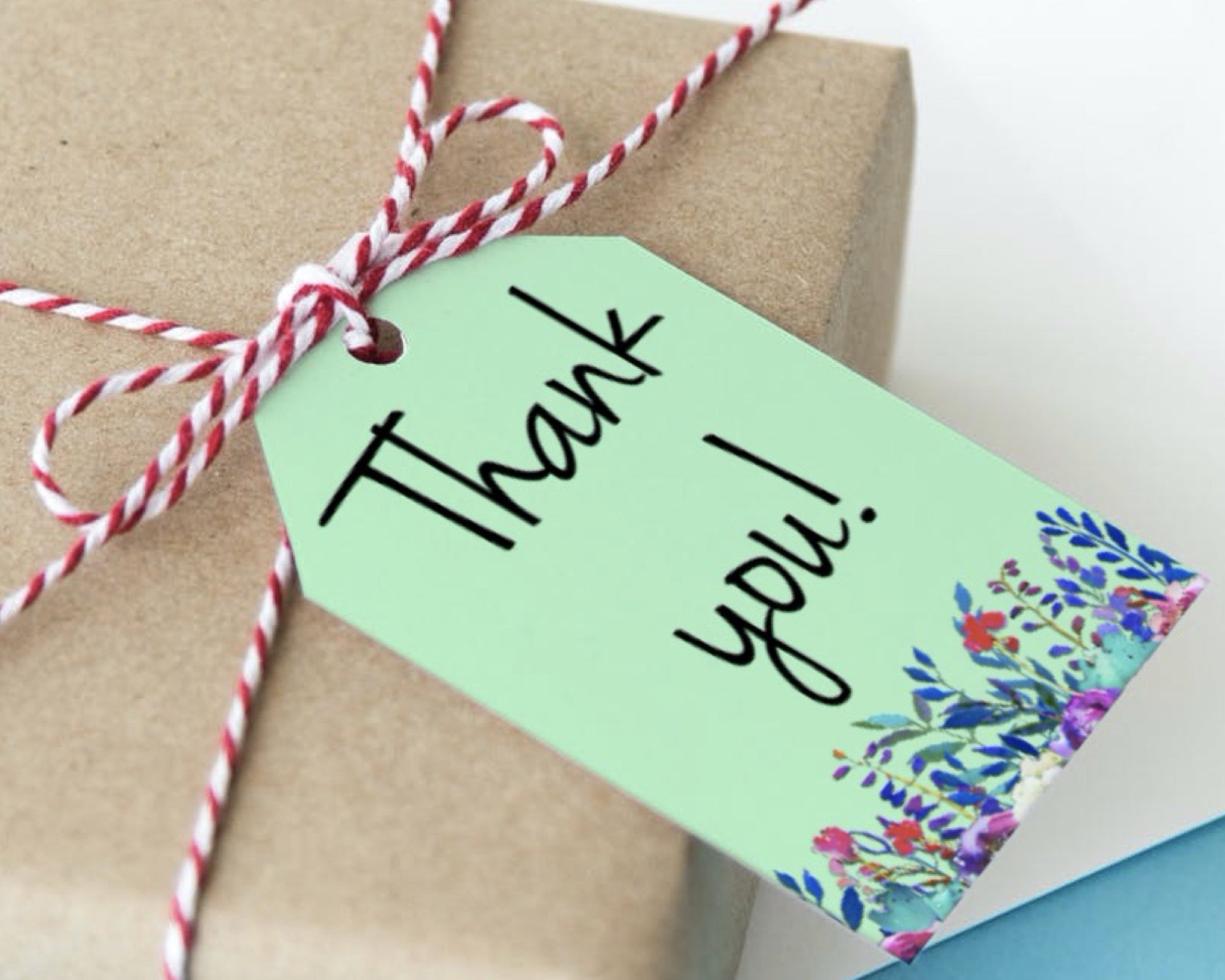 printable thank you  floral watercolor gift tag