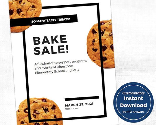 customizable printable bake sale school fundraiser flyer template