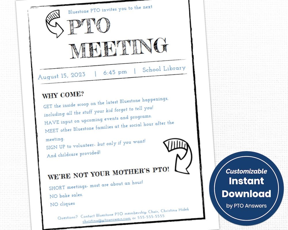 customizable PTO meeting invitation flier template