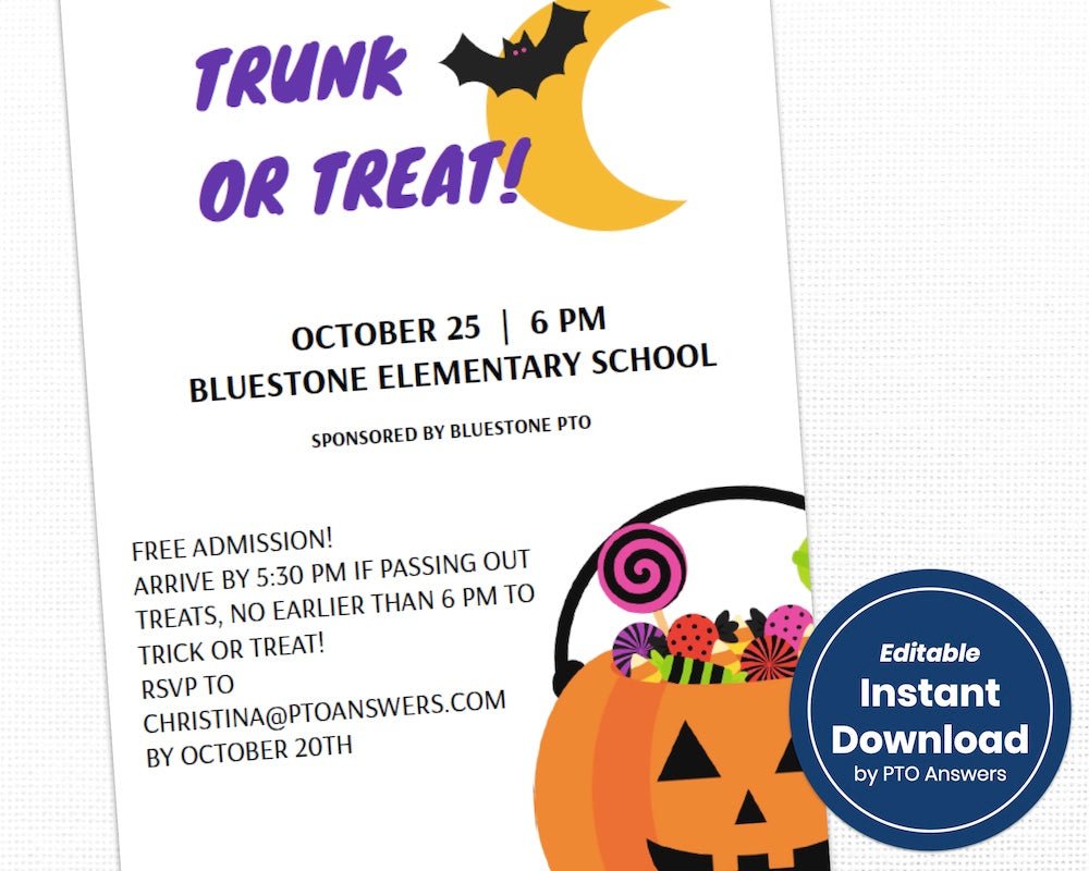 customizable trunk or treat halloween family fun event flier template