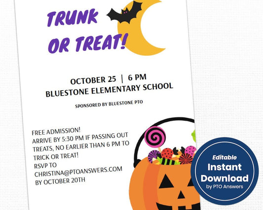customizable trunk or treat halloween family fun event flier template
