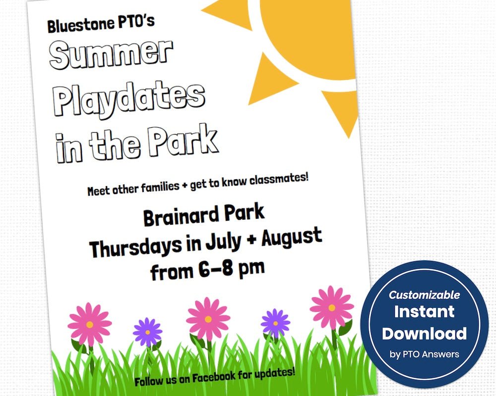 customizable and printable summer playdates in the park flyer template
