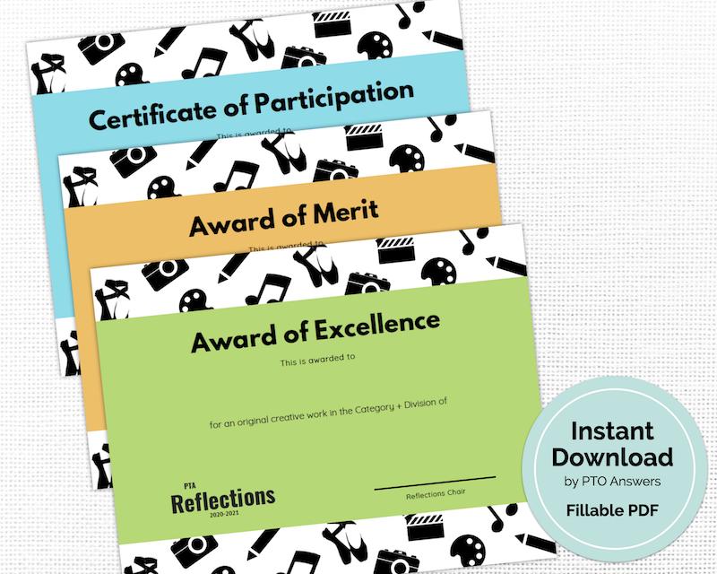 customizable reflections participation award certificates