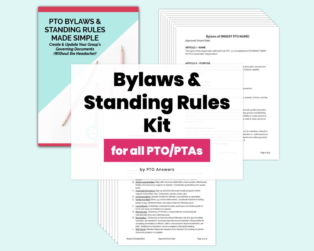 pto bylaws and standing rules guide and template kit for pto and pta