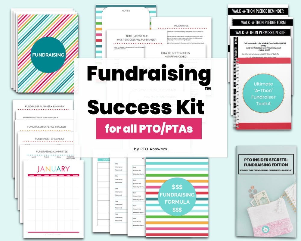 pta pto fundraising success kit with rainbow color scheme resources