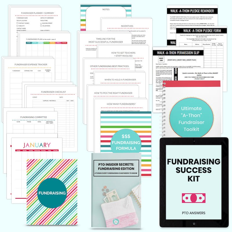 pta pto fundraising success kit with rainbow color scheme resources
