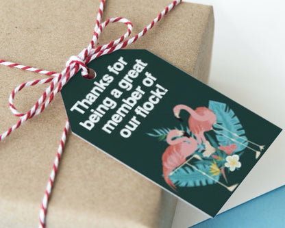 flamingo themes volunteer appreciation  printable gift tag