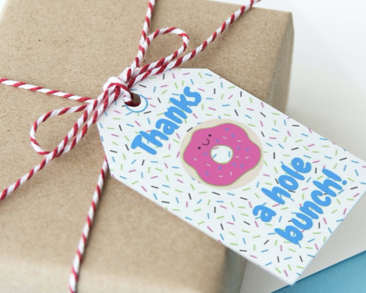 thanks a hole bunch donut themed printable thank you gift tags for teacher appreciation and end of year gifts by pto answers