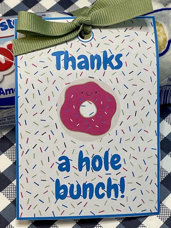 thanks a hole bunch donut themed printable thank you gift tags