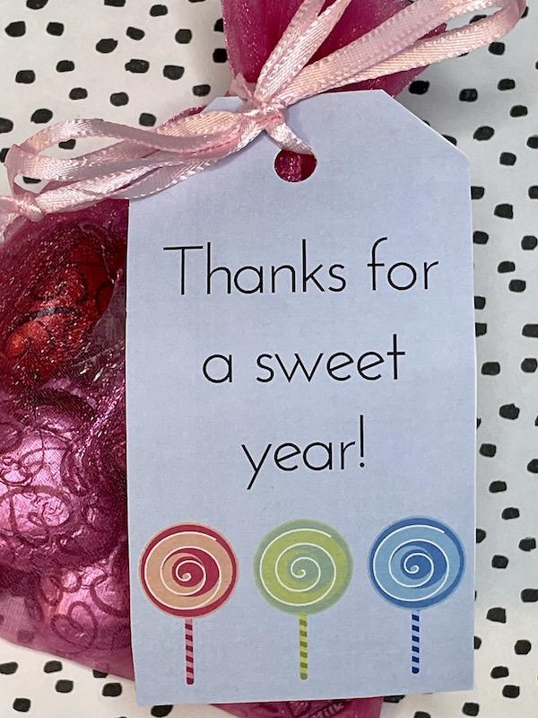 thanks for a sweet year printable gift tag for teacher present